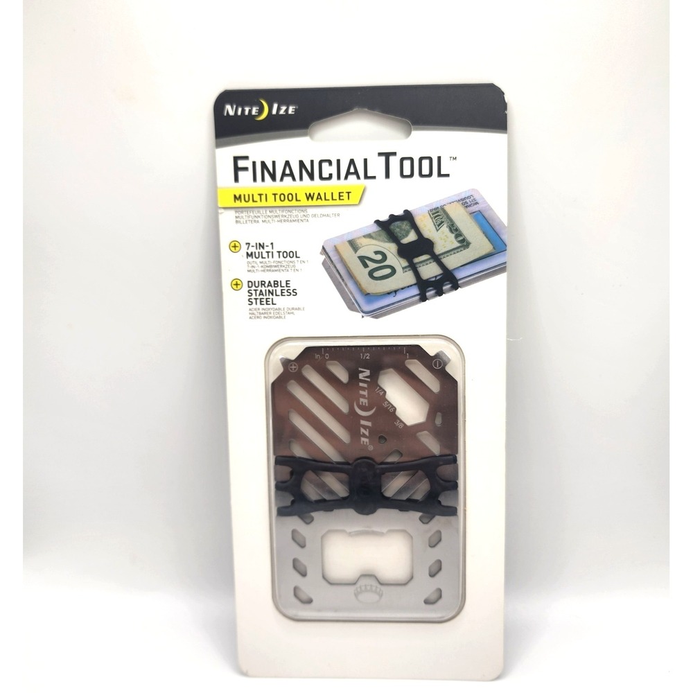 Nite Ize Financial Tool 7 In 1 Multi Tool Wallet Stainless Steel  FMT2-11-R7